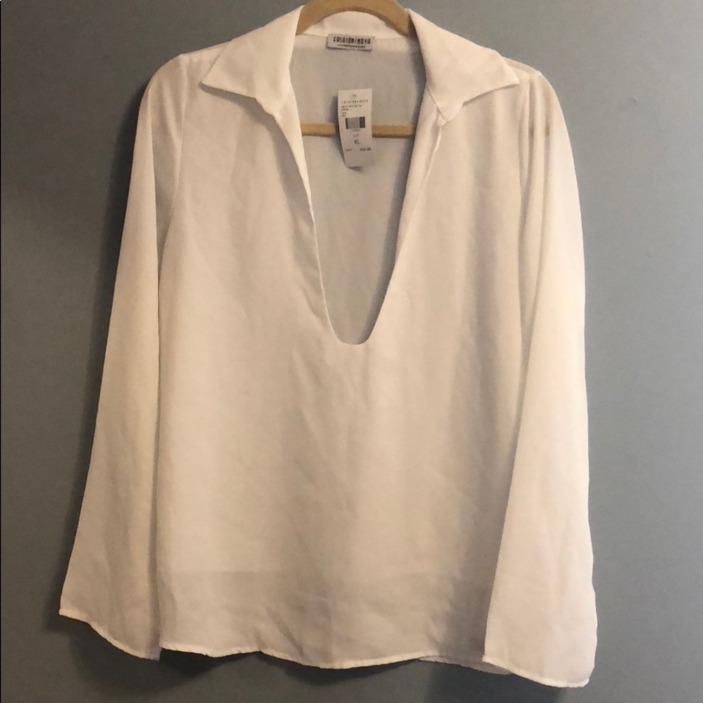 Ivory plunge blouse